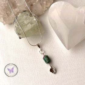 Ruby Fuchsite Silver Leaf Pendant